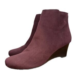 Naturalizer Boots Womens 7.5 Hilma Burgundy Maroon Wedge Ankle Booties